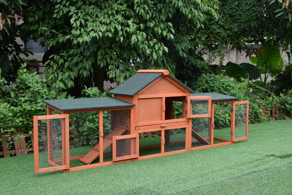 Upgrade your backyard with the Pawhub Double Run Wooden Chicken Coop & Rabbit Hutch! Perfect home for bunnies and chickens! 🐰🐔✨