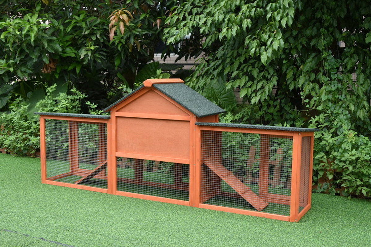 Upgrade your backyard with the Pawhub Double Run Wooden Chicken Coop & Rabbit Hutch! Perfect home for bunnies and chickens! 🐰🐔✨
