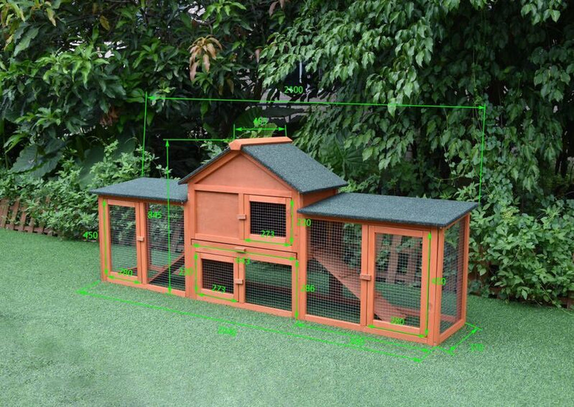 Upgrade your backyard with the Pawhub Double Run Wooden Chicken Coop & Rabbit Hutch! Perfect home for bunnies and chickens! 🐰🐔✨